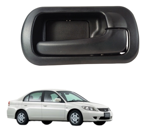 [012-1302-70] MANIJA INTERIOR HD CIVIC 4P SEDAN 01-05  NEGRO PLASTICO HUSHAN Derecho Trasera  