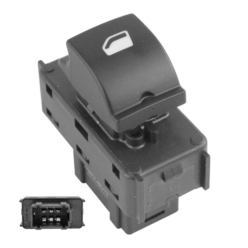 [70977] CONTROL ELECTRICO PG 301 13-22  DE ELEVADOR 6 PINS 1 TECLA NEGRO BASE NEGRA 12VCC MANIJAUTO Derecho/Izquierdo Delantera  Frontal