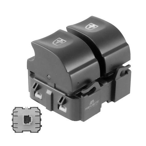 [70996] CONTROL ELECTRICO RN DUSTER 15-20/SANDERO 17-20/OROCH 17-22  DE ELEVADOR 6 PINS 2 TECLAS NEGRO BASE GRIS 12VCC MANIJAUTO DELANTERO IZQUIERDO