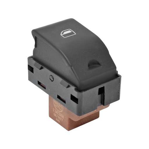 [222-2704-05] CONTROL ELECTRICO ST IBIZA/CORDOBA 03-08  VW CROSSFOX 07-17/GOL 08-15/LUPO 04-09/POINTER 06-10/POLO 03-07  DE ELEVADOR 4 PINS 1 TECLA NEGRO BASE CAFE UN CLICK 12VCC GENERICA Derecho/Izquierdo Trasera  