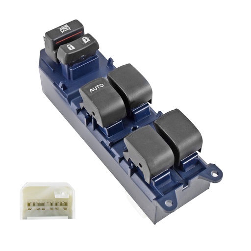 [222-3004-01] CONTROL ELECTRICO TY COROLLA/MATRIX 09-13/TACOMA 12-15/CAMRY 07-14/HIGHLANDER 08-13/RAV4 09-12/YARIS 07-11  DE ELEVADOR 15 PINS 6 TECLAS BASE AZUL 12VCC MANIJAUTO    