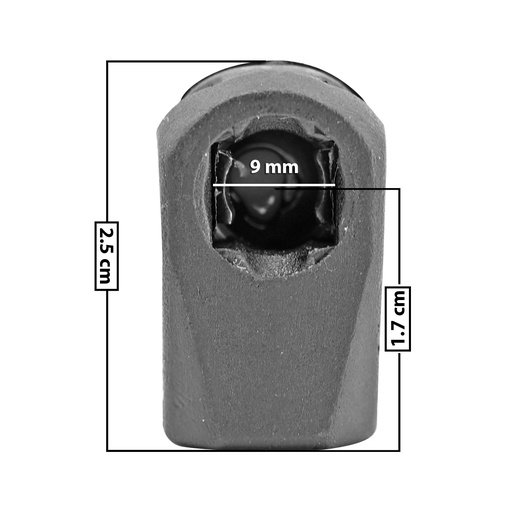 [60210] AMORTIGUADOR REPUESTO TERMINAL UN UNIVERSAL 50-23  9 MM 5 MM 2.5 CM 1.7 CM RECTO PLASTICO NEGRO MANIJAUTO Derecho/Izquierdo Delantera/Trasera  