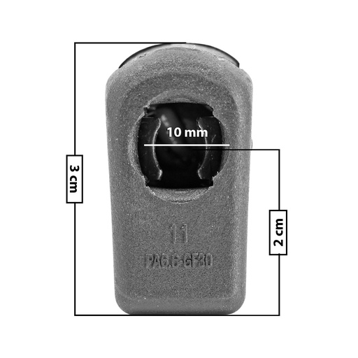 [60213] AMORTIGUADOR REPUESTO TERMINAL UN UNIVERSAL 50-23  10 MM 5 MM 3 CM 2 CM RECTO PLASTICO NEGRO MANIJAUTO Derecho/Izquierdo Delantera/Trasera  