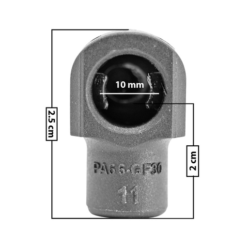 [60219] AMORTIGUADOR REPUESTO TERMINAL UN UNIVERSAL 50-23  10 MM 5 MM 2.5 CM 2 CM RECTO PLASTICO NEGRA MANIJAUTO Derecho/Izquierdo Delantera/Trasera  