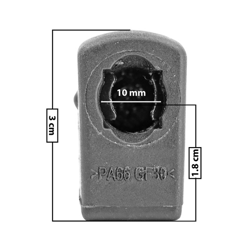 [60223] AMORTIGUADOR REPUESTO TERMINAL UN UNIVERSAL 50-23  10 MM 7 MM 3 CM 2 CM TORCIDO PLASTICO NEGRA MANIJAUTO Derecho/Izquierdo Delantera/Trasera  