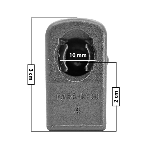 [60224] AMORTIGUADOR REPUESTO TERMINAL UN UNIVERSAL 50-23  10 MM 5 MM 3 CM 2 CM TORCIDO PLASTICO NEGRO MANIJAUTO Derecho/Izquierdo Delantera/Trasera  