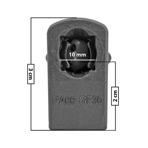 [60225] AMORTIGUADOR REPUESTO TERMINAL UN UNIVERSAL 50-23  10 MM 7 MM 3 CM 2 CM TORCIDO PLASTICO NEGRO MANIJAUTO Derecho/Izquierdo Delantera/Trasera  