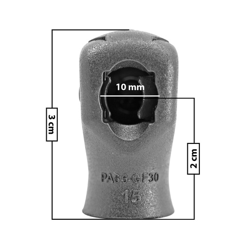 [60227] AMORTIGUADOR REPUESTO TERMINAL UN UNIVERSAL 50-23  9 MM 7 MM 3.5 CM 2 CM RECTO PLASTICO NEGRO MANIJAUTO Derecho/Izquierdo Delantera/Trasera  