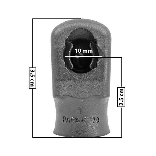[60228] AMORTIGUADOR REPUESTO TERMINAL UN UNIVERSAL 50-23  10 MM 5 MM 3.5 CM 2.5 CM TORCIDO PLASTICO NEGRA MANIJAUTO Derecho/Izquierdo Delantera/Trasera  
