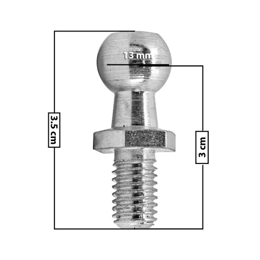 [60230] AMORTIGUADOR REPUESTO TERMINAL UN UNIVERSAL 50-23  13 MM 7 MM 3.5 CM CHUPON 3 CM METAL CROMADO MANIJAUTO Derecho/Izquierdo Delantera/Trasera  