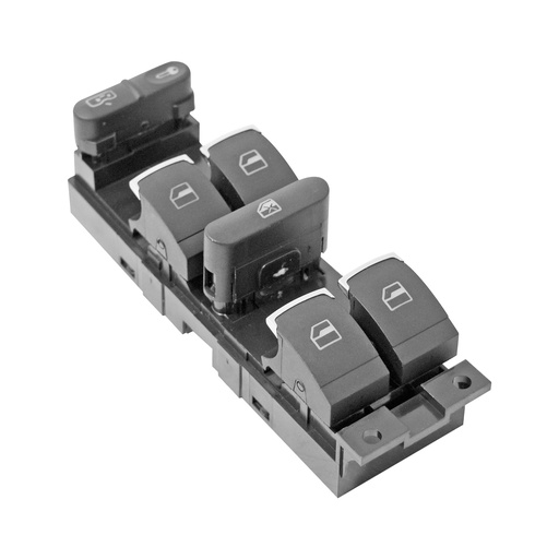 [222-3111-03] CONTROL ELECTRICO VW GOLF 00-06/JETTA A4 99-07/PASSAT 01-05/JETTA CLASICO 08-15  DE ELEVADOR 9 PINS 6 TECLAS NEGRO FILO CROMADO 12VCC MANIJAUTO    