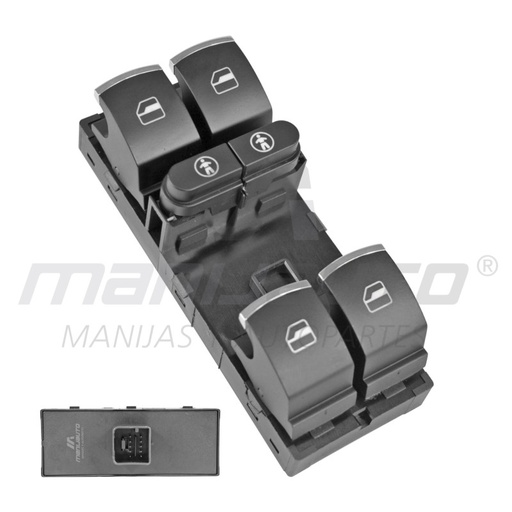 [71111] CONTROL ELECTRICO VW TOUAREG 11-18  10 PINS 6 TECLAS NEGRO FILO CROMADO 12VCC MANIJAUTO    