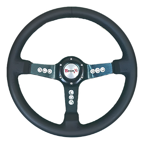 [VP002A] VOLANTE DE PIEL NEGRO BRONX 3 PERFORACIONES