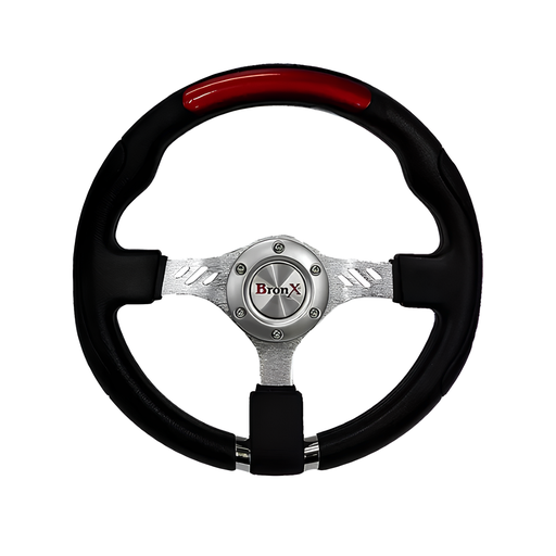 [VO011A] VOLANTE DEPORTIVO ROJO/CROMO BRONX