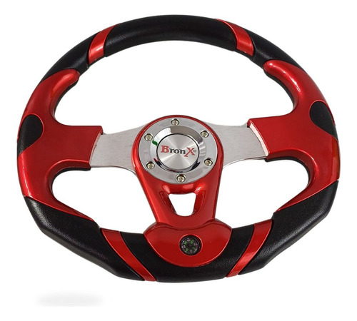 [VO081A] VOLANTE DEPORTIVO NEGRO/ROJO BRONX C/ BRUJULA