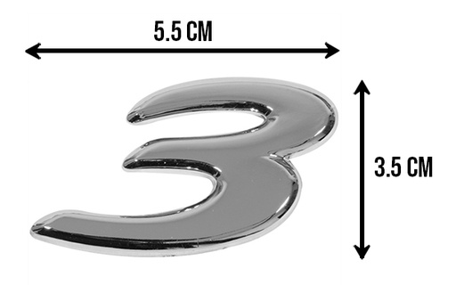 [EMB-3965-06] EMBLEMA LETRA NUMERO 3 CROMO