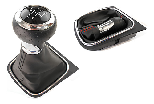 [PERP25017] PERILLA DE PIEL - VW GOLF VI MK5/MK6 (2005-2014) 5/6 VELOCIDADES CROMADO