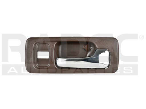 [012-1301-96] MANIJA INTERIOR HD ACCORD 4P SEDAN 90-93  CON HOYO PARA SEGURO CAFE/CROMADO PLASTICO HUSHAN Derecho Delantera  